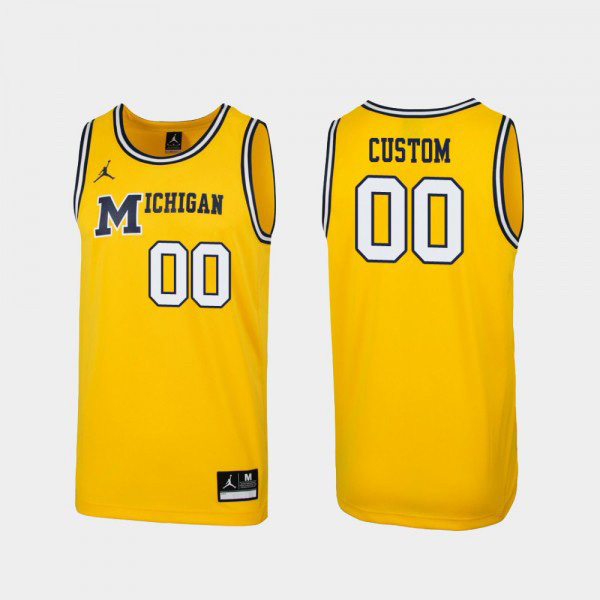 Men Michigan Wolverines #00 Custom Yellow Jordan Brand 1989 Retro College Game Jersey